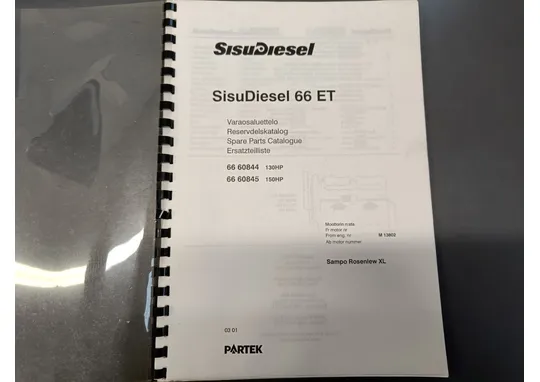 Sisudiesel 66 ET moottorin varaosaluettelo / Sampo Rosenlew XL puimuriin