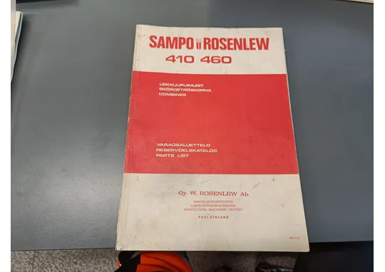 Sampo Rosenlew 410 ja 460 / Varaosaluettelo leikkuupuimuriin