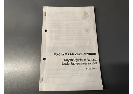 Case MXC ja MX Maxxum -traktorit / Käyttöohjekirjan lisäosa
