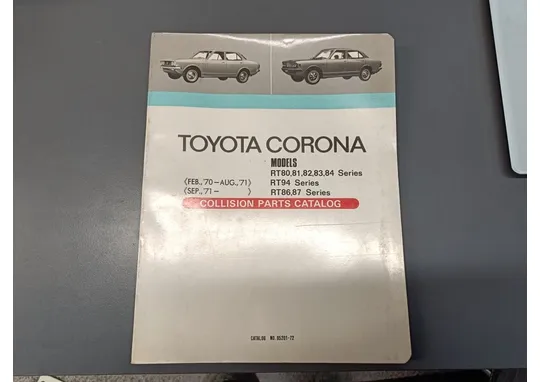 Toyota Corona varaosaluettelo / RT80, 81, 82, 83, 84, RT94, RT86, 87