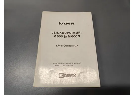 Fahr M600 ja M600S ohjekirja / leikkuupuimuriin
