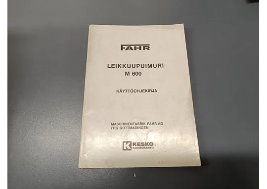 Fahr M600 ohjekirja / leikkuupuimuriin