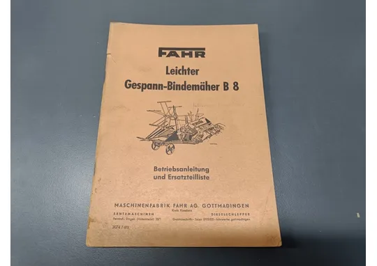 Fahr B8 leikkuupuimurin ohjekirja / saksankielinen
