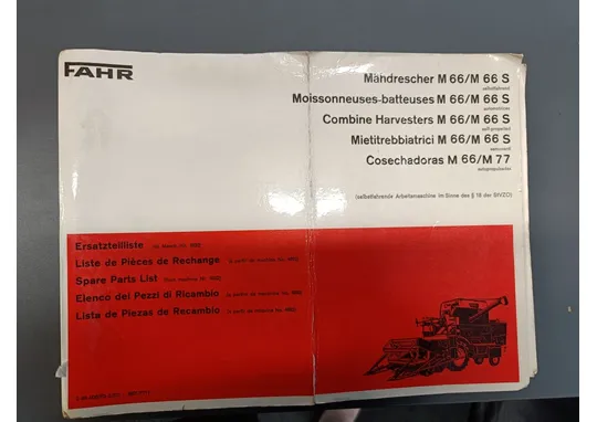 Fahr M66M ja M66S varaosaluettelo / leikkuupuimuriin