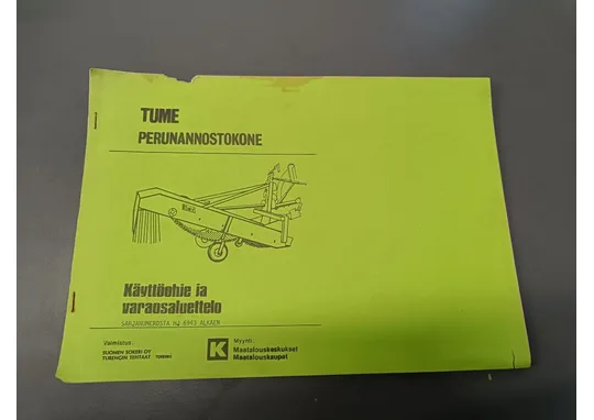 Tume perunannostokone HJ6943 alkaen / Käyttö- ja varaosakirja