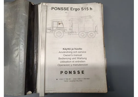 Ponsse Ergo S15h metsätraktorin / Käyttö- ja huolto -kirja