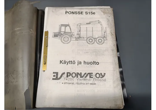 Ponsse S15e metsätraktorin / Käyttö- ja huolto -kirja