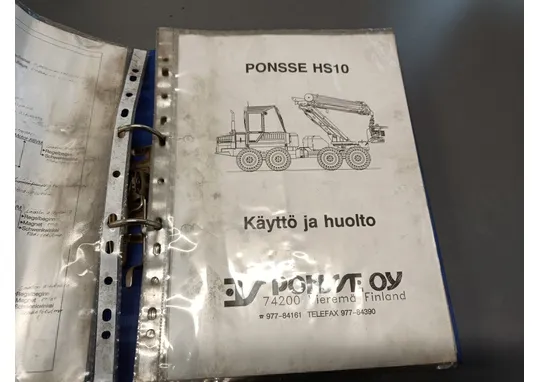 Ponsse HS10 harvesterin / Käyttö ja huolto, kansioitu