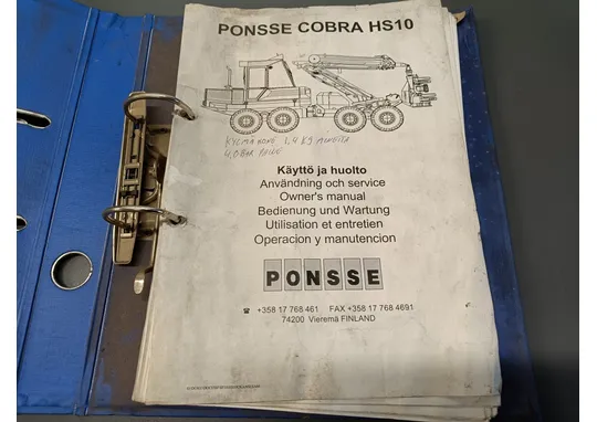 Ponsse Copra HS10 harvesterin / Käyttö ja huolto (kansio)