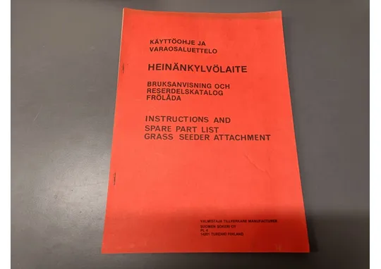 Tume heinäkylvölaite KL, HKL ja CD / Käyttöohje ja varaosaluettelo