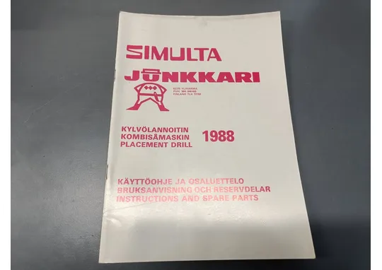 Simulta kylvölannoittimen 1988 / Käyttöohje ja osaluettelo