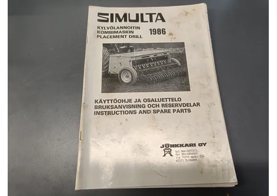 Simulta kylvölannoittimen 1986 / Käyttöohje ja osaluettelo