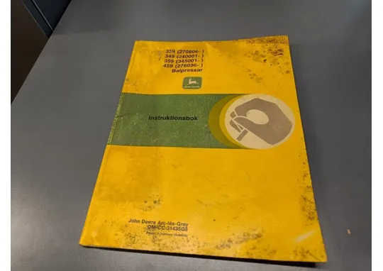 John Deere 339, 349, 359, 459 ruotsinkielinen / Korkeapainepaalaimen käyttöohjekirja