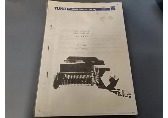 Tuko Super Olympic 1200S korkeapainepaalaimen / Käyttöohje ja varaosaluettelo