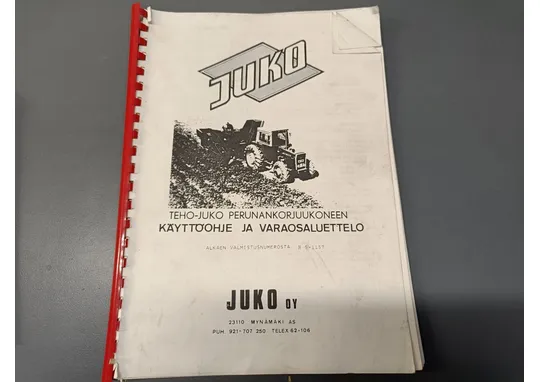 Juko perunankorjuukoneen / Käyttö ja varaosaluettelo