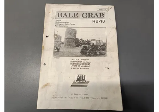 Bale Grab RB-18 pyöröpaalipiikkien / Käyttöohjekirja