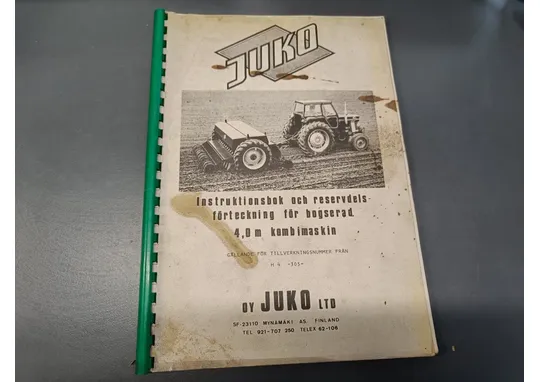 Juko kylvölannoittimen 4m (ruotsinkielinen) / Käyttöohje ja varaosakirja