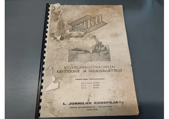 Juko kylvölannoittinkoneen / Käyttöohje ja varaosaluettelo