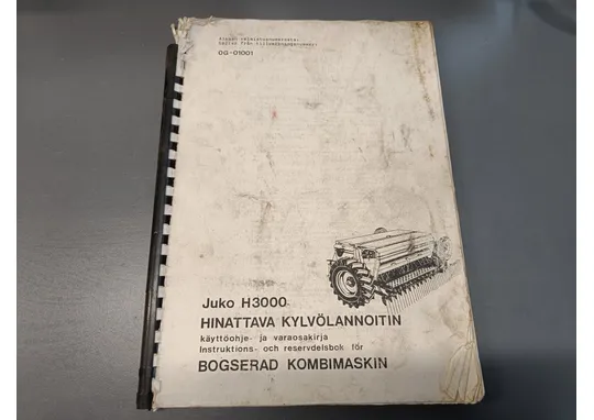 Juko H3000 hinattava kylvölannoitin / Käyttöohje- ja varaosakirja
