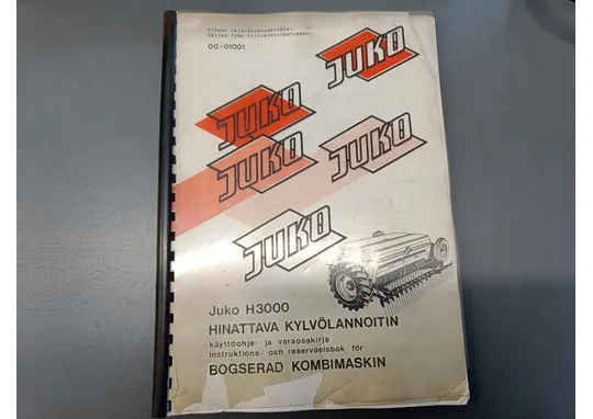 Juko H3000 hinattava kylvölannoitin / Käyttöohje- ja varaosakirja