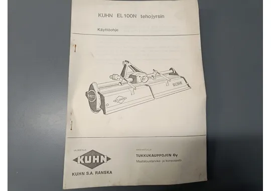 Kuhn EL100N tehojyrsin / Maanmuokkauskoneen ohjekirja