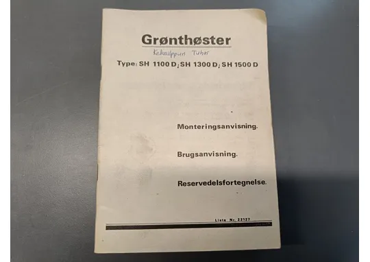 Gronthoster SH 1100/1300/1500 D / Kelasilppurin Tuhti, käyttöohjeet