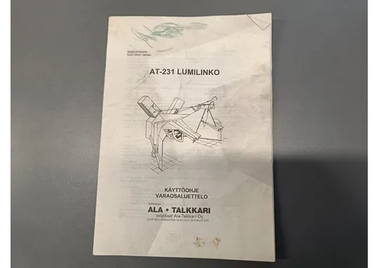 AT-231 lumilinko / Käyttöohje ja varaosaluettelo