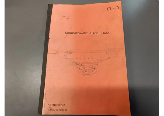 Elho keskipakolevitin L400 - L600 / Käyttöohje ja varaosaluettelo