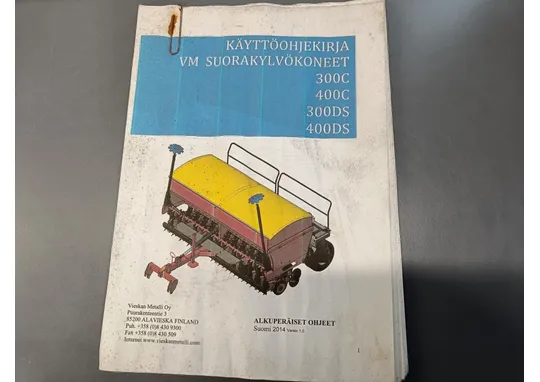 VM suorakylvökoneen 300C, 400C, 300DS, 400DS / Kättöohjekirja