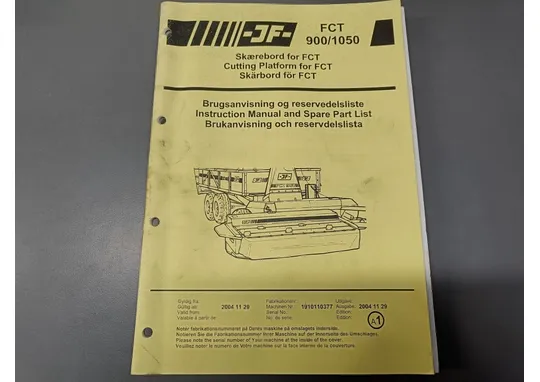 JF FCT 900 / 1050 leikkuupöytä / Ohje ja varasosakirja