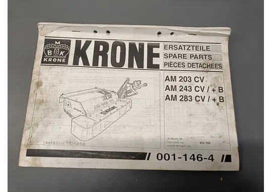 Krone AM 203 CV, AM 243/283 CV / + B / Lautasniittokoneen varaosakirja