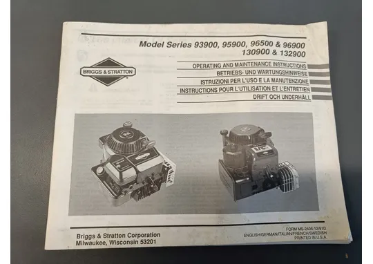 Briggs & Stratton mm. 93900, 95900, 96500 / Moottorin ohjekirja