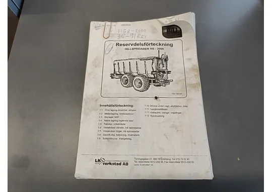 Hillspridaren hs- 2000 / Varaosakirja ruotsinkielinen