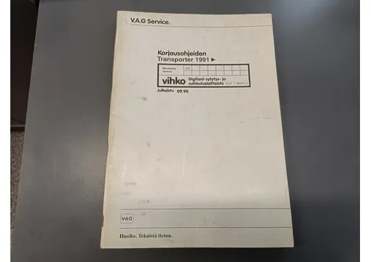 V.A.G Transporter / korjausohjeiden vihko sytytys ja suihkutus
