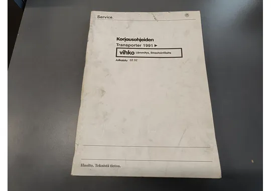 V.A.G VW Transporter / Korjausohjeiden vihko lämmitys ja ilmastointi