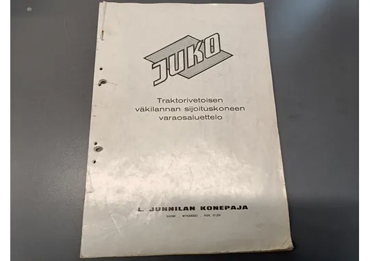 Juko traktorivetoisen väkilannan / Sijoituskoneen varaosaluettelo
