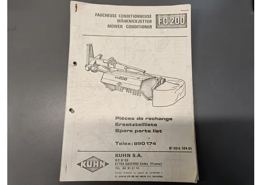 Kuhn FC200 leikkuri / Varaosaluettelo