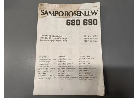 Sampo Rosenlew 680 ja 690 lisälehdet / Varaosaluetteloon