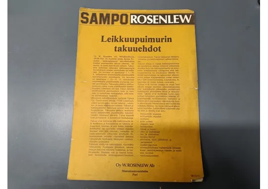 Sampo Rosenlew puimurin takuuehdot /