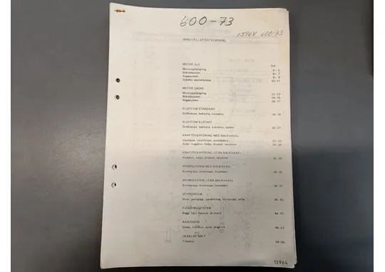 Ockelbo 1973, 600 / Moottorikelkan varaosaluettelo