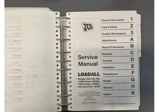 JCB 530, 535, 540 / Kurottaja korjaamokäsikirja
