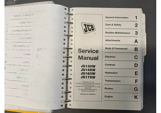 JCB JS 130W, JS 145W, JS160W, JS 175W / Kaivinkone korjaamokäsikirja