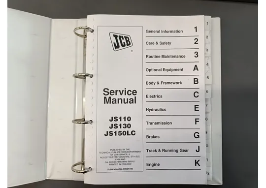 JCB JS110, JS130, JS150 / Kaivinkone korjaamokäsikirja