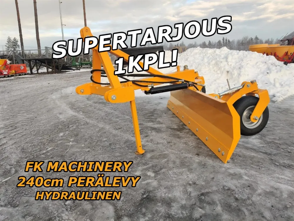 FK Machinery 240cm perälevy / Hydraulinen - Hardox terä ja tukipyörät