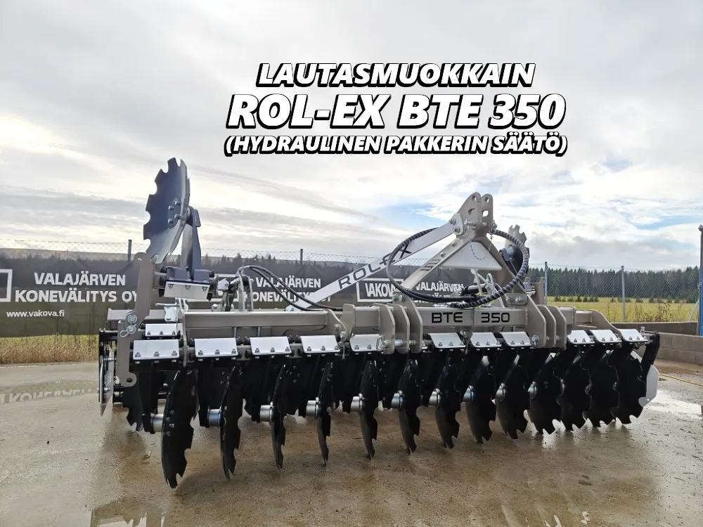 Rol-Ex BT3.5E lautasmuokkain / 350cm - Hydraulinen pakkerinsäätö