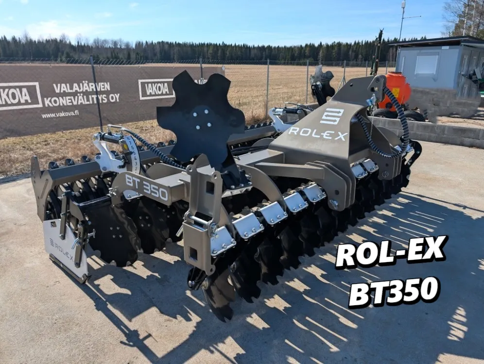 Rol-Ex BT350 lautasmuokkain / Hydraulisella U-kiekkopakkerilla