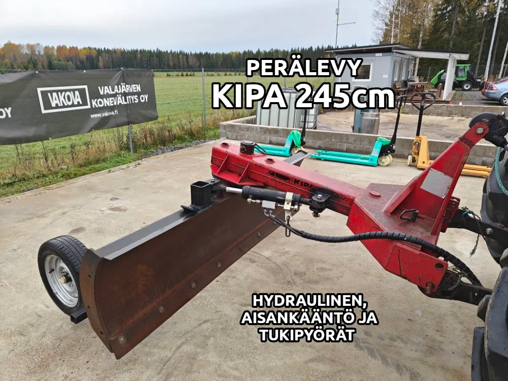 Kipa perälevy 245cm, hydraulinen / Aisankääntö ja tukipyörät, katso video!