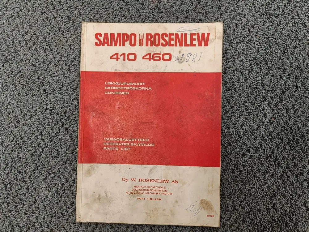 Sampo Rosenlew 410 ja 460 / Varaosaluettelo leikkuupuimuriin