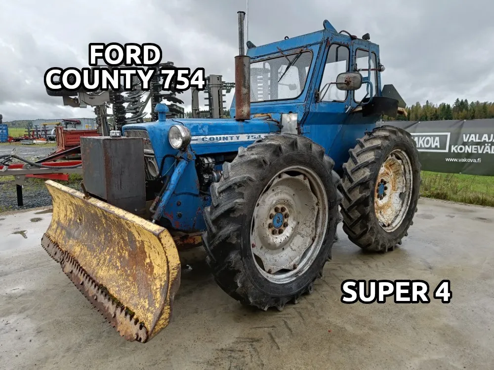 Ford County 754 Super 4 / Neliveto ohjaustehostimella ja puskulevyllä!