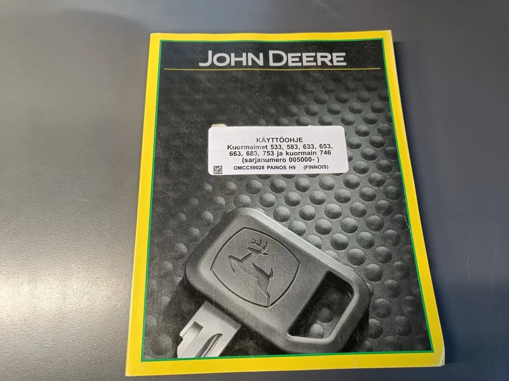 John Deere 533, 583, 633, 653, 663, 683, 753 / ja kuormain 746 käyttöohje